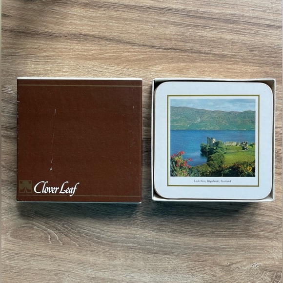 Vintage CLOVER LEAF Views of Scotland Table Mats Cork Back Coasters Set of 6 - Picture 3 of 6